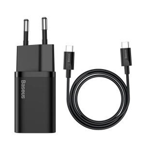 Зарядное устройство Baseus Super Silicone PD Charger 25W USB-C with USB-C to USB-C Cable 1m Black (TZCCSUP-L01) надежный