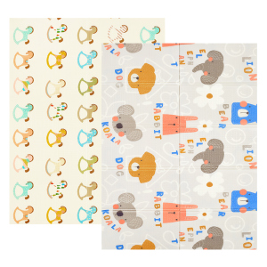 Дитячий двосторонній розвиваючий складний термокилимок для повзання POPPET Різнокольорові звірята та Іграшкові конячки 150х200x0.9 см (PP016-150H) ТОП в Харкові