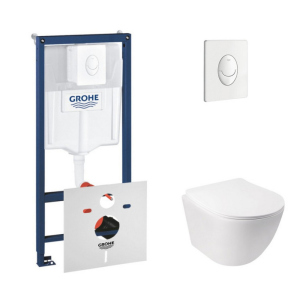 Набір інсталяція 4 в 1 Grohe Rapid SL 38722001 + унітаз з сидінням Qtap Jay QT07335176W (38722001QT07335176W) лучшая модель в Харькове