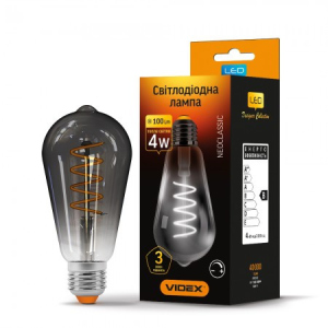 LED лампа VIDEX Filament ST64FGD 4W E27 2100K 220V Диммерная графит (VL-ST64FGD-04272) лучшая модель в Харькове