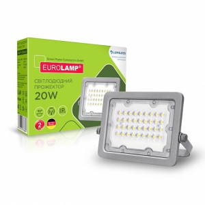 Прожектор світлодіодний EUROLAMP 20Вт 5000K 2000Лм сірий (LED-FL-20(gray)) ТОП в Харкові