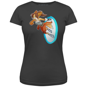 хорошая модель Футболка Valve Portal Fox Chell Charcoal, Woman S