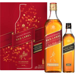 Виски Johnnie Walker Red label 0.7 л 40% в подарочной упаковке + Виски Johnnie Walker «Black Label» 0,2 л (5000267182636)