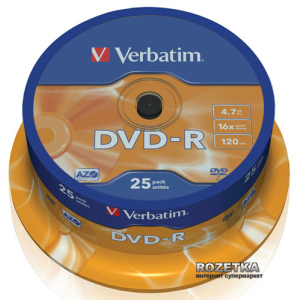 Verbatim DVD-R 4,7 GB 16x Cake 25 шт (43522) лучшая модель в Харькове