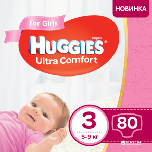 Підгузки Huggies Ultra Comfort 3 Mega для дівчаток 80 шт (5029053543604) в Харкові