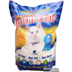 Наповнювач для котячого туалету Litter Pearls TrackLess Кварцовий поглинаючий 1.81 кг (3.8 л) (633843300381) ТОП в Харкові