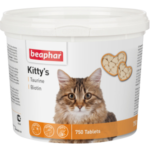 Кормова добавка Beaphar Kittys + Taurine + Biotine з біотином та таурином для кішок 750 таб (12597) (8711231125975) краща модель в Харкові