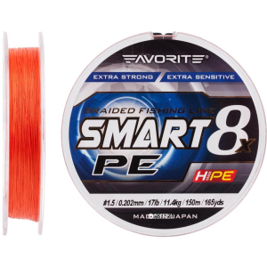 Шнур Favorite Smart PE 8x 150 м # 1.5/0.202 мм 11.4 кг Червоно-жовтогарячий (16931084) ТОП в Харкові