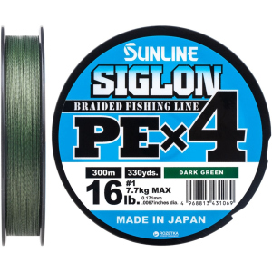 Шнур Sunline Siglon PE х4 300 м #1.0/0.171 мм 7.7 кг Темно-зеленый (16580946) в Харькове