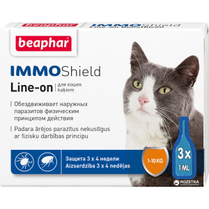 Краплі Beaphar Immo Shield Line-on for Cats антипаразитні з диметиконом для котів та кошенят 3 піпетки (13581) (8711231135813) краща модель в Харкові