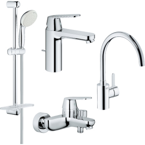 Набор смесителей GROHE Eurosmart Cosmopolitan 126115MK M-size (23325000+32831000+27926001+32843000) лучшая модель в Харькове