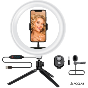 Комплект блогера 4в1 ACCLAB Ring of Light (Тримач з LED лампою, мікрофон та Bluetooth управління, AL-LR101MB) (1283126502057) в Харкові