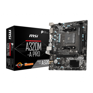 купить Материнская плата MSI A320M-A PRO AM4 DDR4 SATA3 PCI-E DVI-D/HDMI mATX (180473)