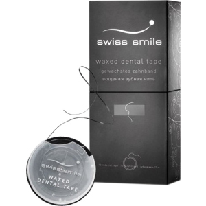 Зубна стрічка вощена зі смаком м'яти Swiss Smile Basel Базель колір чорний 70 м (900-990) 7640131979924 краща модель в Харкові