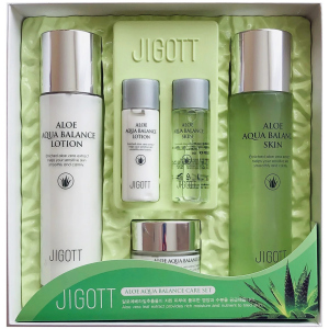 Набір зволожуючої косметики Jigott Aloe Aqua Balance Skin Care 3 Set з алоє (8809541281280) ТОП в Харкові