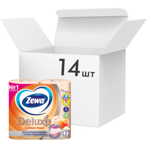 Упаковка туалетного паперу Zewa Deluxe тришаровий аромат Персик 14 шт по 4 рулони (7322540059793) в Харкові