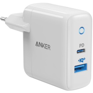 Зарядний пристрій Anker PowerPort PD+ 2 – 33W 1xPD & 1xPIQ 2.0 White (A2626GD1/A2626LD1) краща модель в Харкові