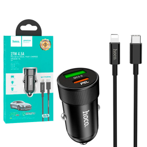 Автомобільний зарядний пристрій Hoco Z32B PD+QC3.0 1USB 18W 4.5A Type-C to Lightning black ТОП в Харкові