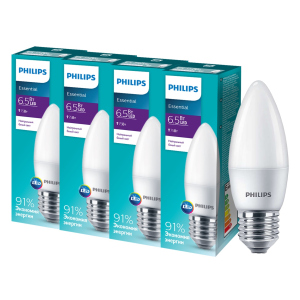 Светодиодная лампа Philips ESSLEDCandle 6.5 E27 840 B35NDFR RCA (929001887207R) 4 шт ТОП в Харькове