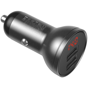 Автомобильное зарядное устройство Baseus Digital Display Dual USB 4.8A Car Charger 24W Grey (CCBX-0G) в Харькове