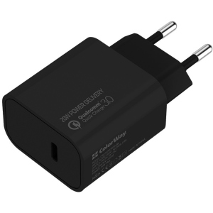 Сетевое зарядное устройство СolorWay Power Delivery Port USB Type-C (20W) V2 Black (CW-CHS026PD-BK) в Харькове