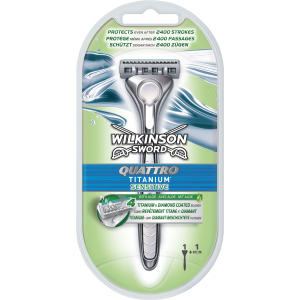 Бритва для гоління Wilkinson Sword Quattro Titanium Sensitive 2 картриджа (4027800536269) краща модель в Харкові