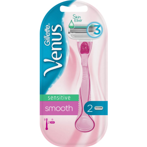 Верстат для гоління жіночий (Бритва) Venus Smooth Sensitive з 2 змінними картриджами (7702018575350) краща модель в Харкові