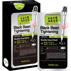 Тканинна маска для обличчя Wellderma Звуження пор Black Bean Tightening Weekly Smart Mask 10 шт x 25 мл (8809387192092) краща модель в Харкові