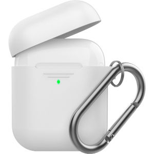 Силиконовый чехол AhaStyle дуо с карабином для Apple AirPods White (AHA-02060-WHT) надежный