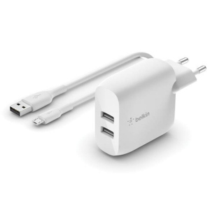 Зарядний пристрій Belkin Home Charger (24W) DUAL USB 2.4A, MicroUSB 1m, white рейтинг