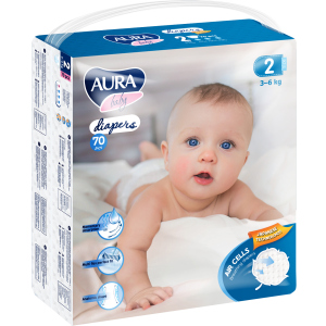 Подгузники одноразовые для детей AURA baby 2/S 3-6 кг mega-pack 70 шт (4752171003279) лучшая модель в Харькове