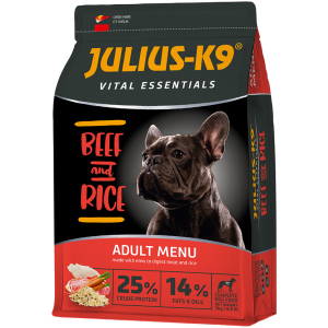 Сухий корм для дорослих собак вищої якості Julius-K9 BEEF and RICE Adult Menu З яловичиною та рисом 3 кг (5998274312705)