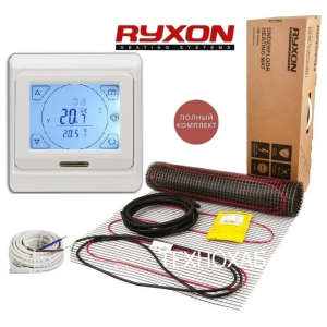 Теплый пол RYXON HM/7м² /1400Ват/ 200Вт/м² двухжильный нагревательный мат с сенсорным программируемым терморегулятором E 91