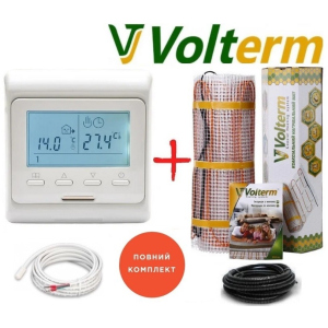 Кабельний мат Volterm Hot Mat 1,3м²/210Вт/ 180Вт/м² тепла підлога електрична під плитку з програмованим терморегулятором E51 ТОП в Харкові