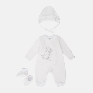 Людина тепла + чепчик + пінетки Garden Baby 29235-01 62 см Білі (4822923501206) ТОП в Харкові