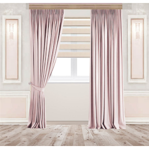 Комплект штор Декорін Оксамитові Світло-рожеві 255х150 2 шт (Vi 101486) в Харкові