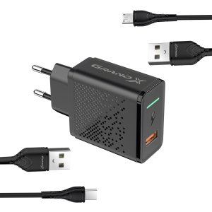 Зарядний пристрій Grand-X Fast Charge 3-в-1 QC3.0, FCP, AFC, 18W MicroUSB +TypeC (CH-650MT) в Харкові