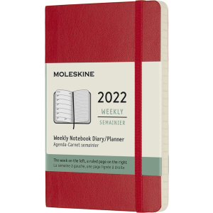 Тижневик Moleskine 2022 9 х 14 см 144 сторінки Червоний М'який (8056420855852) в Харкові