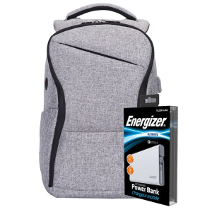 Рюкзак для ноутбука Energizer EPB005 15.6" Grey + УМБ UE10004QC White (EPB005-GY+UE10004QC) лучшая модель в Харькове