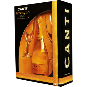 Вино ігристе Canti Prosecco Millesimato біле екстра-сухе 0.75 л 11% + 2 келихи в подарунковій упаковці (8005415050703) в Харкові