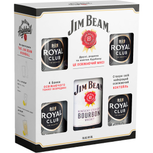 Виски Jim Beam White 4 года выдержки 0.7 л 40% + безалкогольный напиток Royal Club Tonic Classic 4 шт (4823093700062) в Харькове