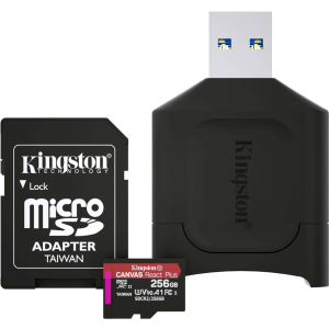 Kingston MicroSDXC 256GB Canvas React Plus Class 10 UHS-II U3 ​​​​V90 A1 + адаптер SD + USB-кардрідер (MLPMR2/256GB) в Харкові