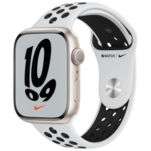 Смарт-годинник Apple Watch Series 7 Nike GPS 45mm Starlight Aluminium Case with Pure Platinum/Black Nike Sport Band (MKNA3UL/A) краща модель в Харкові