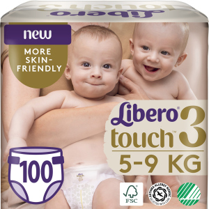 Підгузки Libero Touch 3 5-9 кг одноразові 100 шт (7322541301662) краща модель в Харкові