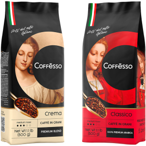 Набір кави в зернах Coffesso Classico 500 г + Coffesso Crema 500 г (2300000010107) в Харкові