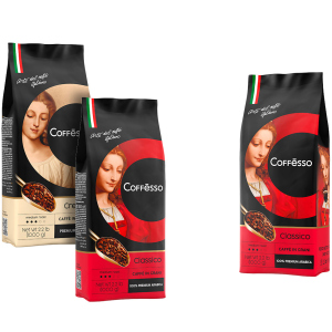 Набір кави в зернах Coffesso Classico 1000 г х 2 шт + Coffesso Crema 1000 г безкоштовно (2300000010251) ТОП в Харкові