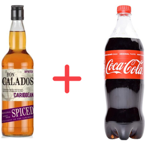 Ромовый напиток Calados Caribbean Spiced 0.7 л 35%+ Безалкогольный напиток Coca-Cola 1 л (5021692001064)