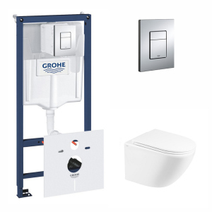 Набор инсталляция 5 в 1 Grohe Rapid SL 38827000 + унитаз с сиденьем Qtap Robin QT1333046ENRW ТОП в Харькове