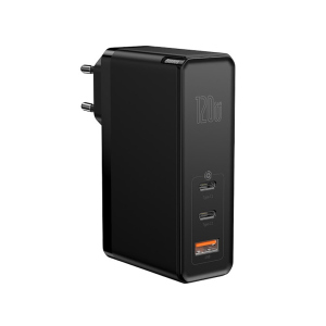 Зарядное устройство Baseus GaN Mini Quick Charger 120W USB-A/2xUSB-C with USB-C to USB-C Cable 1m Black (CCGAN-J01) лучшая модель в Харькове