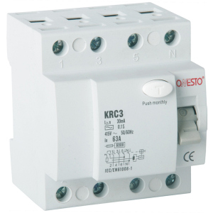 Диференціальне реле ONESTO 3п+N 25А RCD 30mA тип AC (KRC3) (6990150204110) в Харкові